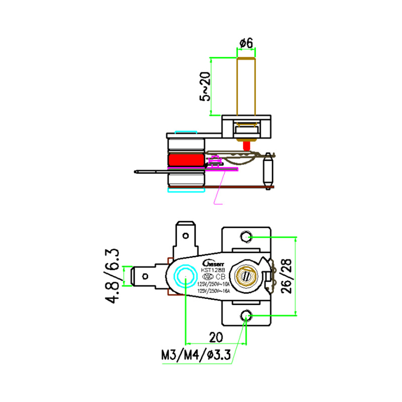 KST128(1) KST Adjustable Thermostat Switch