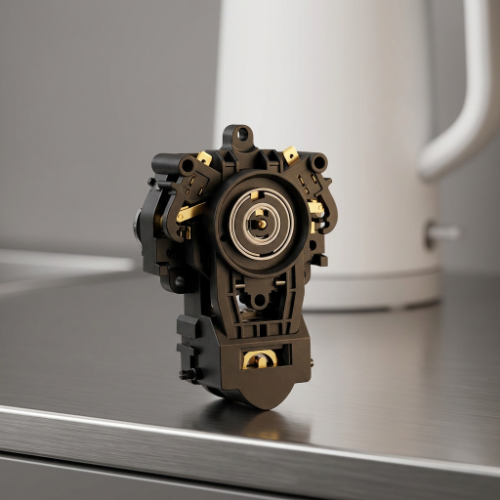 Kettle Base Connector showing plated terminal pins inside a Thermostat Coupler mechanism.