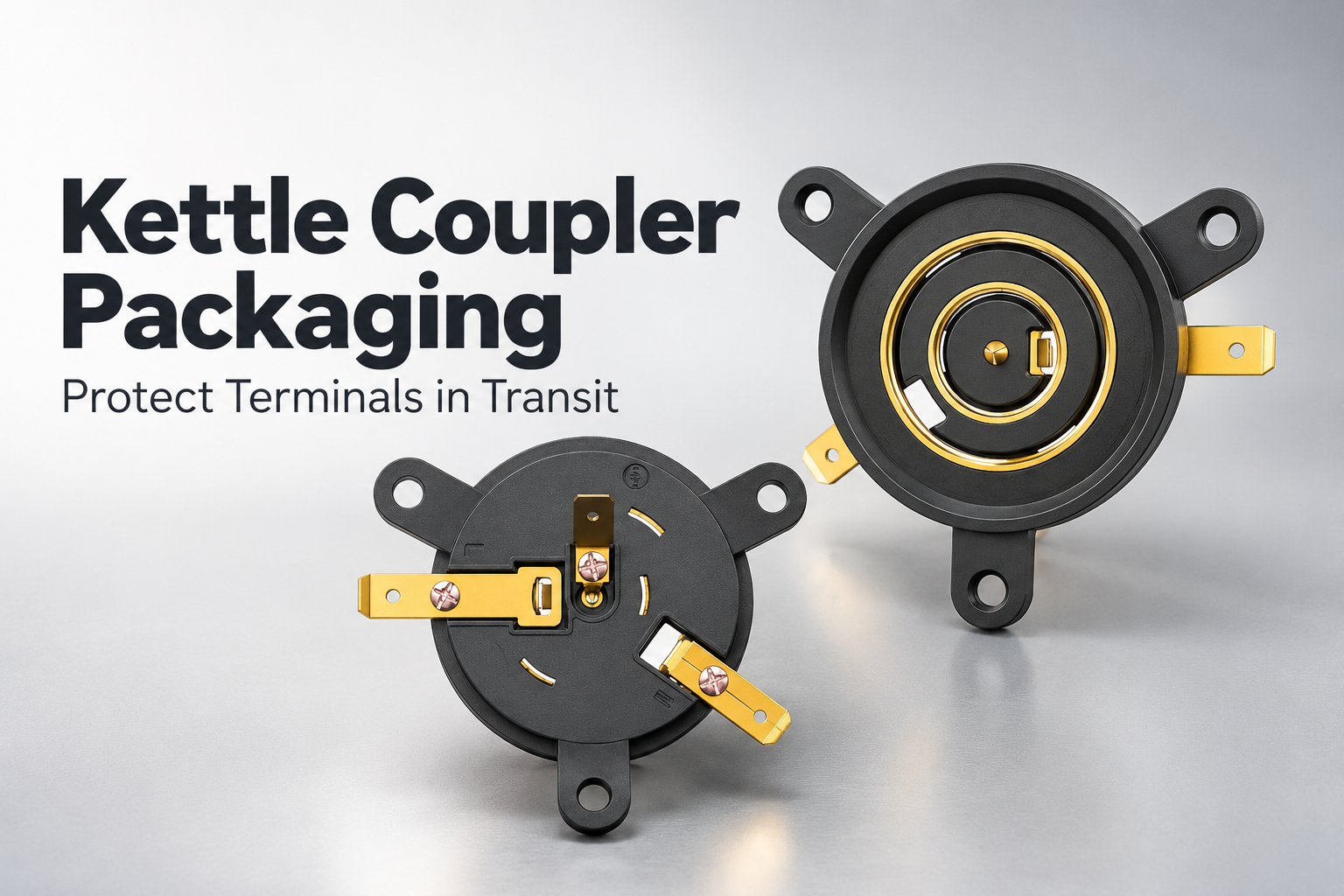 kettle-coupler-packaging-terminal-protection-cover Original three-ring kettle coupler product views with Kettle Coupler Packaging cover text; dimensional drawings excluded.